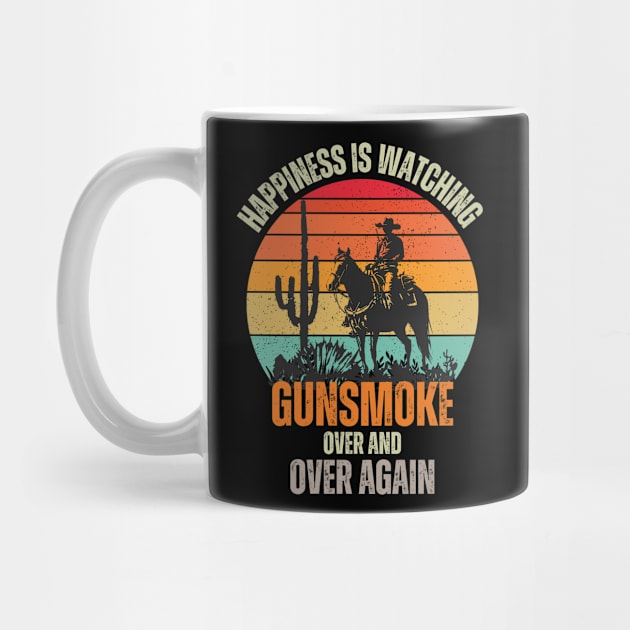 Happiness, Is Watching Gun-smoke Retro Vintage Tee by Just Me Store